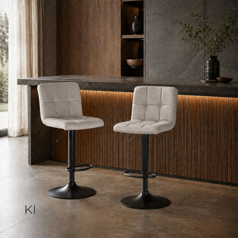 Barhocker Pula . schwarz . Samt creme