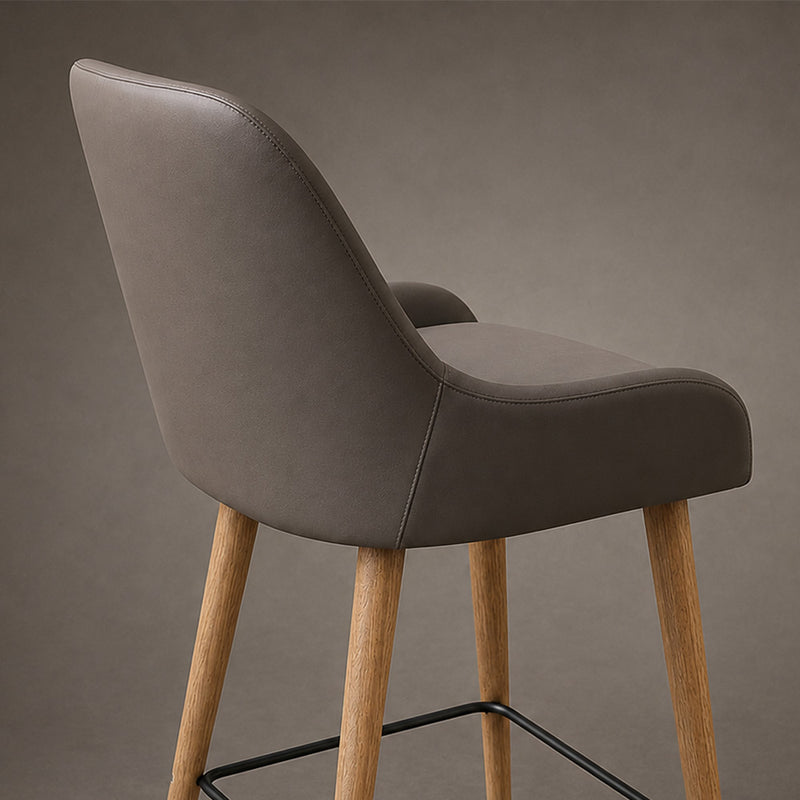 Barhocker Bern . 65 . Eiche Natur . Kunstleder Titanio
