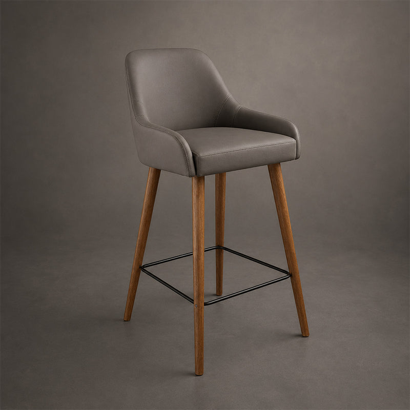 Barhocker Bern . 65 . Nussbaum . Kunstleder Titanio