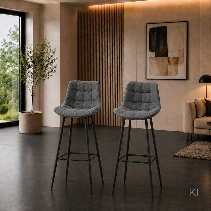 Barhocker Dallas . 78 . schwarz . Stoff dunkelgrau