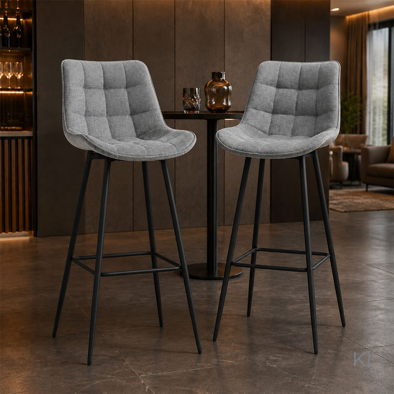 Barhocker Dallas . 78 . schwarz . Stoff grau
