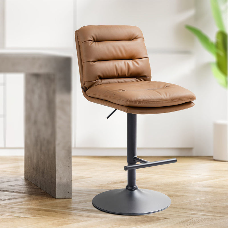 Barhocker Debica . Kunstleder hellbraun . schwarz