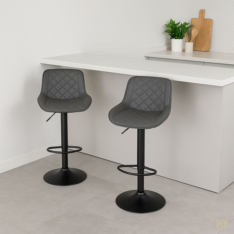 Barhocker Korfu . Kunstleder grau . schwarz