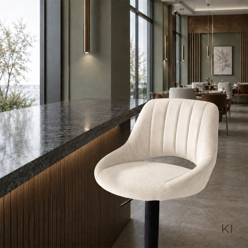 Barhocker March . schwarz . Samt creme