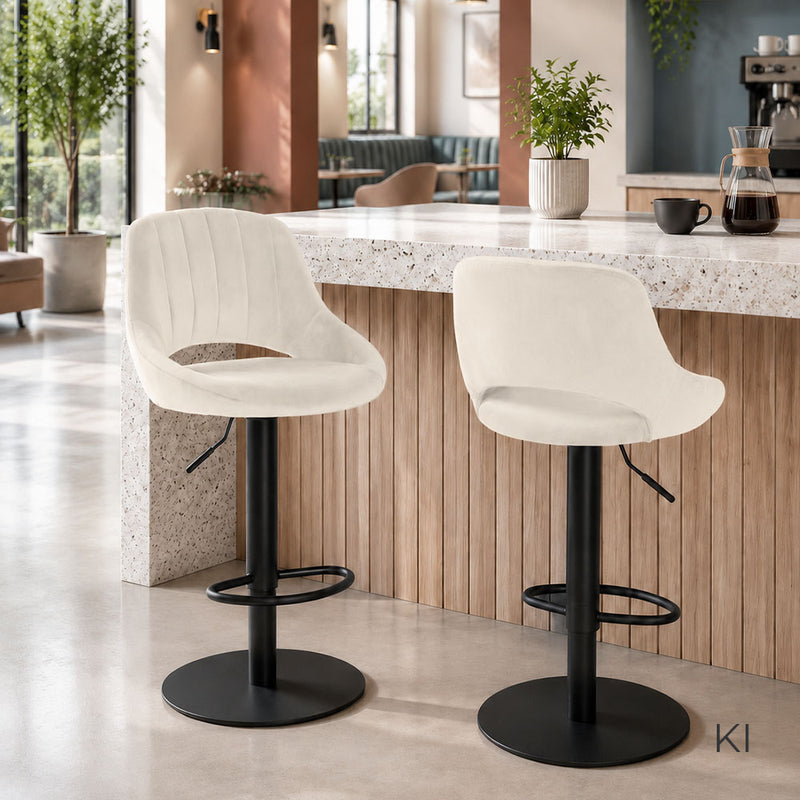 Barhocker March . schwarz . Samt creme