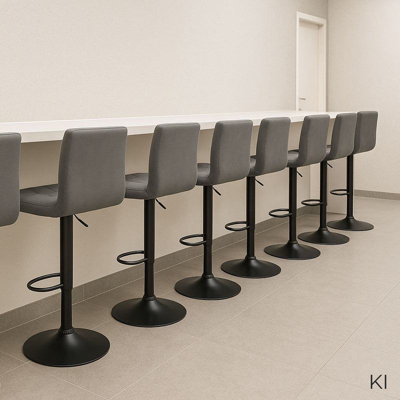 Barhocker Pula . schwarz . Samt grau