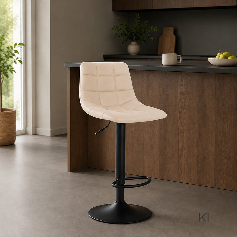Barhocker Jork . creme . Kunstleder schwarz